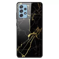 For Samsung Galaxy A32 4G (EU Version) Pattern Printing Design Phone Case Hard PC Tempered Glass Back + Soft TPU Shock Absorption Protective Cover - Golden Grain