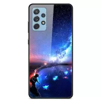 For Samsung Galaxy A32 4G (EU Version) Pattern Printing Design Phone Case Hard PC Tempered Glass Back + Soft TPU Shock Absorption Protective Cover - Star Talk Wish