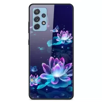 For Samsung Galaxy A32 4G (EU Version) Pattern Printing Design Phone Case Hard PC Tempered Glass Back + Soft TPU Shock Absorption Protective Cover - Luminous Lotus
