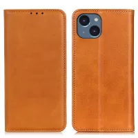 Split Leather+TPU Case for iPhone 14 Max 6.7 inch, Wallet Style Stand Strong Magnetic Suction Protector Cover - Brown