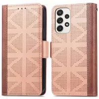 For Samsung Galaxy A33 5G Cross Rhombus Imprinted PU Leather + TPU Cover Wallet Stand Phone Case - Khaki