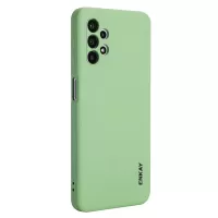 ENKAY Liquid Silicone Case for Samsung Galaxy A32 5G/M32 5G, Fingerprint-free Straight Edge Design Camera Protection Lens Protector Cover - Light Green