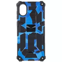 For Samsung Galaxy A03 Core Hidden Kickstand Military Grade Camouflage Design Protective Phone Case Cover with Built-in Metal Sheet - Dark Blue