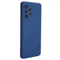 ENKAY Liquid Silicone Case for Samsung Galaxy A52 4G/5G/A52s 5G, Shockproof Straight Edge Design Camera Protection Lens Protector Cover - Dark Blue