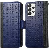 For Samsung Galaxy A33 5G Cross Rhombus Imprinted PU Leather + TPU Cover Wallet Stand Phone Case - Blue