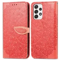 For Samsung Galaxy A73 5G Imprinted Dream Wings Series PU Leather Cover Adjustable Stand Shockproof Phone Wallet Case - Red