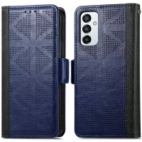 For Samsung Galaxy M23 5G/F23 5G Imprinting Cross Rhombus Case Wallet Stand PU Leather Cover Inner Phone Case - Blue