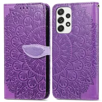 For Samsung Galaxy A73 5G Imprinted Dream Wings Series PU Leather Cover Adjustable Stand Shockproof Phone Wallet Case - Purple