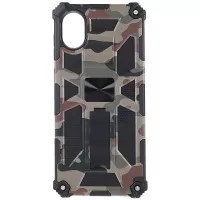 For Samsung Galaxy A03 Core Hidden Kickstand Military Grade Camouflage Design Protective Phone Case Cover with Built-in Metal Sheet - Army Green