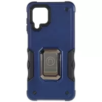 For Samsung Galaxy M32 (Global Version)/F22/M22 Soft TPU Hard PC Armor Military Grade Cover Precise Cutout Ring Holder Kickstand Shockproof Phone Case - Blue