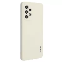 ENKAY Liquid Silicone Case for Samsung Galaxy A73 5G, Anti-fall Straight Edge Design Camera Protection Lens Protector Cover - Beige