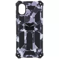 For Samsung Galaxy A03 Core Hidden Kickstand Military Grade Camouflage Design Protective Phone Case Cover with Built-in Metal Sheet - Camouflage Black