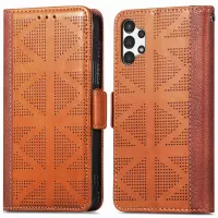 For Samsung Galaxy A72 4G/5G Cross Rhombus Imprinted Wallet Leather Case Adjustable Stand Flip Phone Cover - Brown