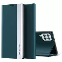 For Samsung Galaxy M53 5G PU Leather Electroplating Stand Function Case Magnetic Absorption Folio Flip Cell Phone Shell - Green