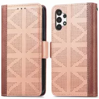 For Samsung Galaxy A52 4G/5G/A52s 5G Cross Rhombus Imprinted Wallet Stand Case PU Leather Full Protection Phone Cover - Khaki