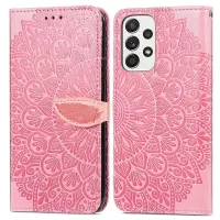 For Samsung Galaxy A73 5G Imprinted Dream Wings Series PU Leather Cover Adjustable Stand Shockproof Phone Wallet Case - Pink