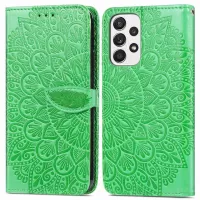 For Samsung Galaxy A73 5G Imprinted Dream Wings Series PU Leather Cover Adjustable Stand Shockproof Phone Wallet Case - Green