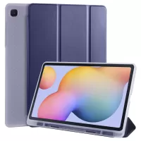 Tri-fold Stand Leather Smart Case with Pen Slot for Samsung Galaxy Tab S6 Lite/S6 Lite (2022) - Blue