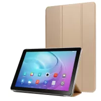 Silk Surface Tri-fold Stand Smart Leather Cover for Samsung Galaxy Tab S6 Lite/S6 Lite (2022) - Gold