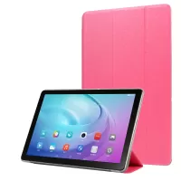 Silk Surface Tri-fold Stand Smart Leather Cover for Samsung Galaxy Tab S6 Lite/S6 Lite (2022) - Rose