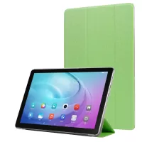 Silk Surface Tri-fold Stand Smart Leather Cover for Samsung Galaxy Tab S6 Lite/S6 Lite (2022) - Green