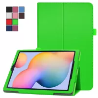 Litchi Texture Leather Tablet Case for Samsung Galaxy Tab S6 Lite/S6 Lite (2022), Slim Folding Stand Protective Cover - Green