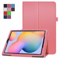 Litchi Texture Leather Tablet Case for Samsung Galaxy Tab S6 Lite/S6 Lite (2022), Slim Folding Stand Protective Cover - Pink