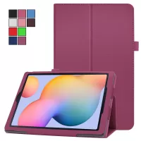 Litchi Texture Leather Tablet Case for Samsung Galaxy Tab S6 Lite/S6 Lite (2022), Slim Folding Stand Protective Cover - Purple