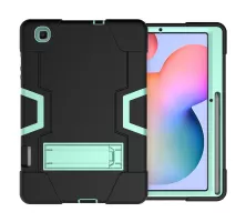 For Samsung Galaxy Tab S6 Lite/S6 Lite (2022)/S6 Lite/S6 Lite (2022) PC TPU Hybrid Tablet Case with Kickstand - Black / Green