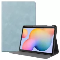 For Samsung Galaxy Tab S6 Lite/S6 Lite (2022) Textured PU Leather Stand Smart Tablet Case with Pen Slot  - Baby Blue