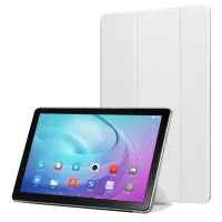 Silk Surface Tri-fold Stand Smart Leather Cover for Samsung Galaxy Tab S6 Lite/S6 Lite (2022) - White