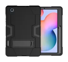 For Samsung Galaxy Tab S6 Lite/S6 Lite (2022)/S6 Lite/S6 Lite (2022) PC TPU Hybrid Tablet Case with Kickstand - Black