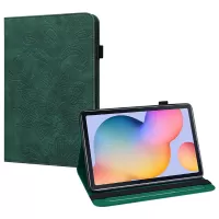 Imprint Flower Pattern Leather Wallet Stand Tablet Cover Case for Samsung Galaxy Tab S6 Lite/S6 Lite (2022) - Green