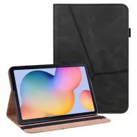 Pen Strap Design Stitching Line Plain Leather Tablet Stand Cover with Card Holder for Samsung Galaxy Tab S6 Lite/S6 Lite (2022) P610/P615 - Black