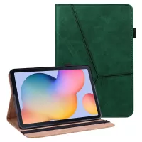 Pen Strap Design Stitching Line Plain Leather Tablet Stand Cover with Card Holder for Samsung Galaxy Tab S6 Lite/S6 Lite (2022) P610/P615 - Green