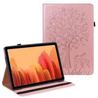 360° Full Protection Hand-Made Tree and Deer Pattern Imprinting Leather Stand Tablet Cover for Samsung Galaxy Tab S6 Lite/S6 Lite (2022) P610/P615 - Rose Gold