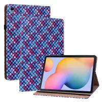 Multi-color Woven Texture Elastic Band Card Slots Design PU Leather Tablet Cover Case with Stand for Samsung Galaxy Tab S6 Lite/S6 Lite (2022) SM-P610/SM-P615 - Blue