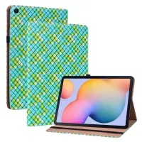 Multi-color Woven Texture Elastic Band Card Slots Design PU Leather Tablet Cover Case with Stand for Samsung Galaxy Tab S6 Lite/S6 Lite (2022) SM-P610/SM-P615 - Green
