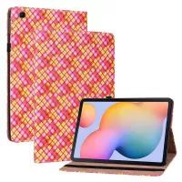 Multi-color Woven Texture Elastic Band Card Slots Design PU Leather Tablet Cover Case with Stand for Samsung Galaxy Tab S6 Lite/S6 Lite (2022) SM-P610/SM-P615 - Rose