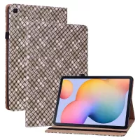 Multi-color Woven Texture Elastic Band Card Slots Design PU Leather Tablet Cover Case with Stand for Samsung Galaxy Tab S6 Lite/S6 Lite (2022) SM-P610/SM-P615 - Brown
