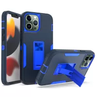 For iPhone 13 Pro Max 6.7 inch Back Shell, Impact Resistant PC + TPU Hybrid Phone Cover with Integrated Kickstand Car Mount Metal Sheet Case - Sapphire/Dark Blue