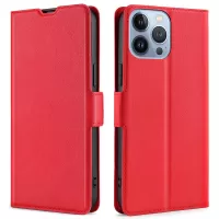 For iPhone 13 Pro Max 6.7 inch Protective Case PU Leather + TPU Phone Stand Shell Side Magnetic Clasp Folio Flip Cover with Card Holder - Red