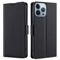 For iPhone 13 Pro 6.1 inch Shockproof Case Side Magnetic Clasp Folio Flip Cover PU Leather Phone Stand Shell with Card Holder - Black