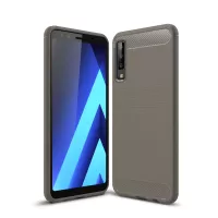 Carbon Fiber Texture Brushed TPU Mobile Phone Cover for Samsung Galaxy A7 (2018) - Grey