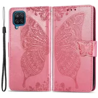 Big Butterfly Imprinting Leather Phone Shell for Samsung Galaxy M53 5G, Foldable Stand Wallet Design PU Leather Case - Pink