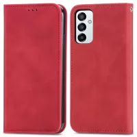 Auto-Absorbed Retro PU Leather Shell for Samsung Galaxy M23 5G/F23 5G, Skin Touch Leather Phone Stand Case with Card Slots - Red