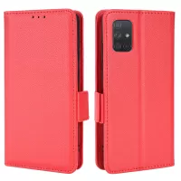 For Samsung Galaxy A71 4G SM-A715 Litchi Texture Leather Protective Cover Wallet Anti-dust Cell Phone Case - Red