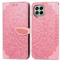 For Samsung Galaxy M53 5G Imprinted Dream Wings Series PU Leather Wallet Cover Adjustable Stand Shockproof Phone Case - Pink