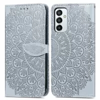 For Samsung Galaxy M23 5G/F23 5G Imprinted Dream Wings Series Stand Wallet Case PU Leather Magnetic Clasp Phone Cover - Grey