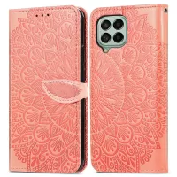 For Samsung Galaxy M33 5G (Global Version) Imprinted Dream Wings Series PU Leather Inner TPU Case Wallet Stand Flip Phone Cover - Orange